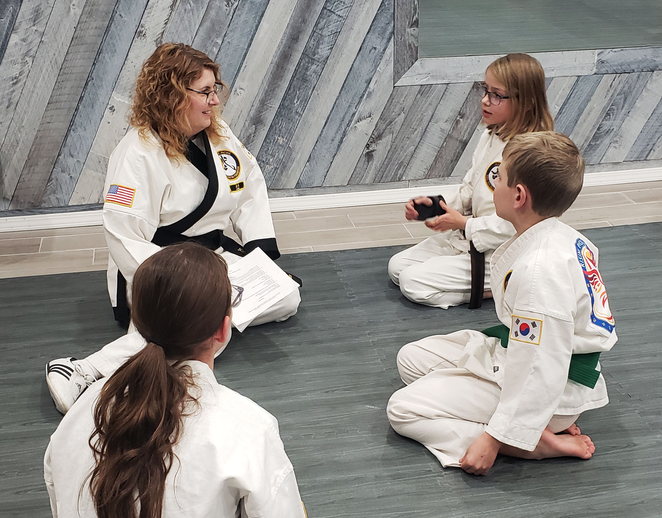 Michele L. with students